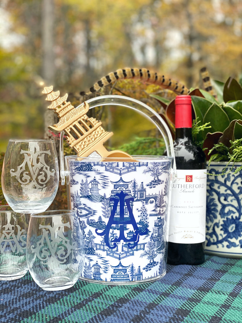 Monogrammed Stemless Engraved Wine Glasses