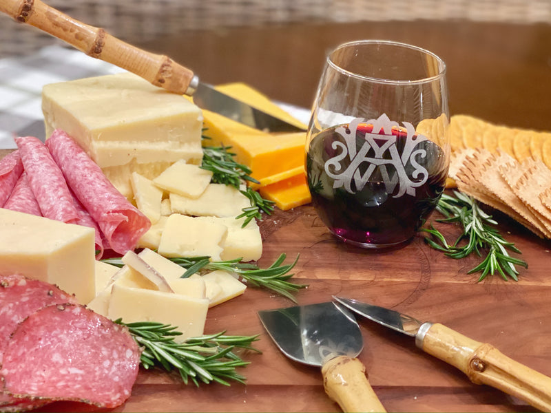 Monogrammed Stemless Engraved Wine Glasses
