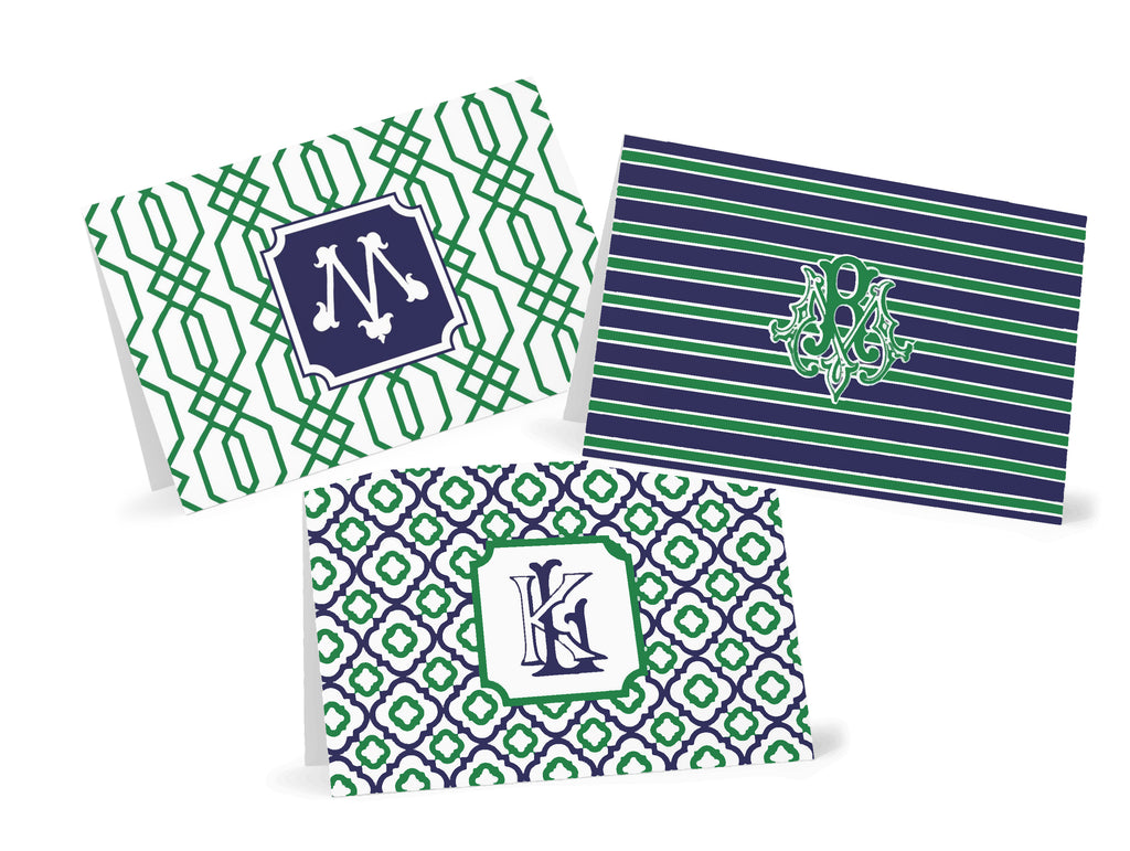 Kelly & Navy Fold-Over Stationery