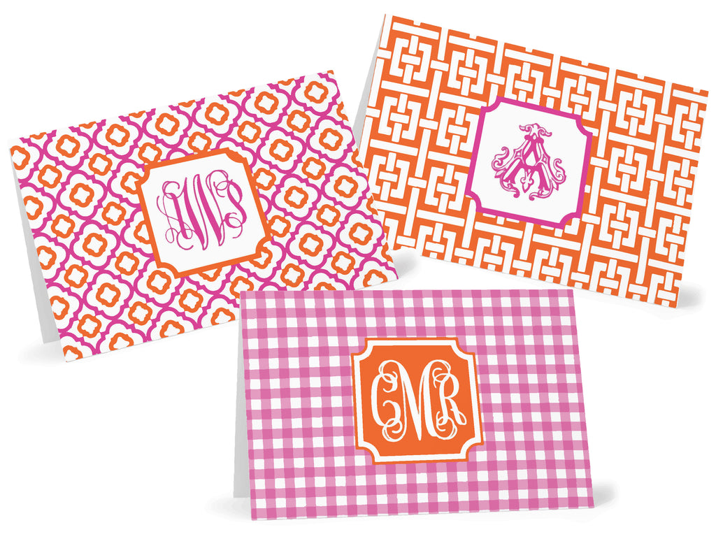 Orange & Pink Fold-Over Stationery
