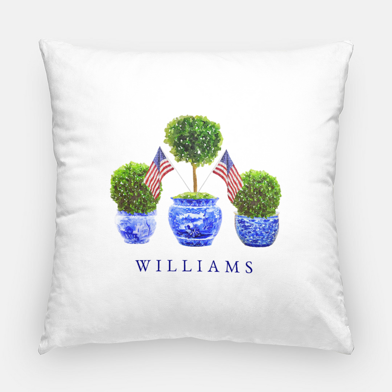 Patriotic Boxwood Topiary Pillow