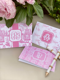 Pink Chinoiserie Designs Fold-Over Stationery