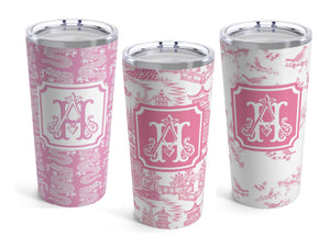 Pink Chinoiserie Designs Personalized 20oz Tumbler