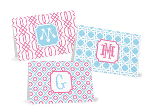 Powder Blue & Carnation Fold-Over Stationery