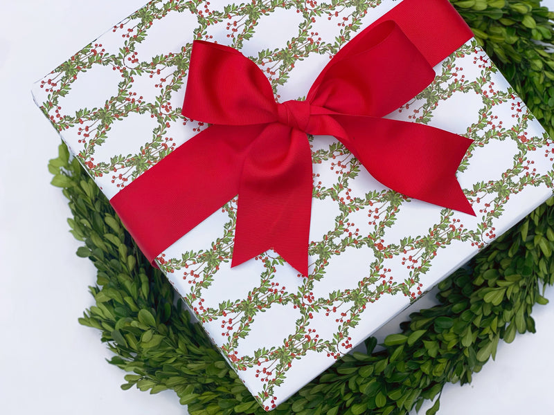 Red laurel Berries Gift Wrap Roll