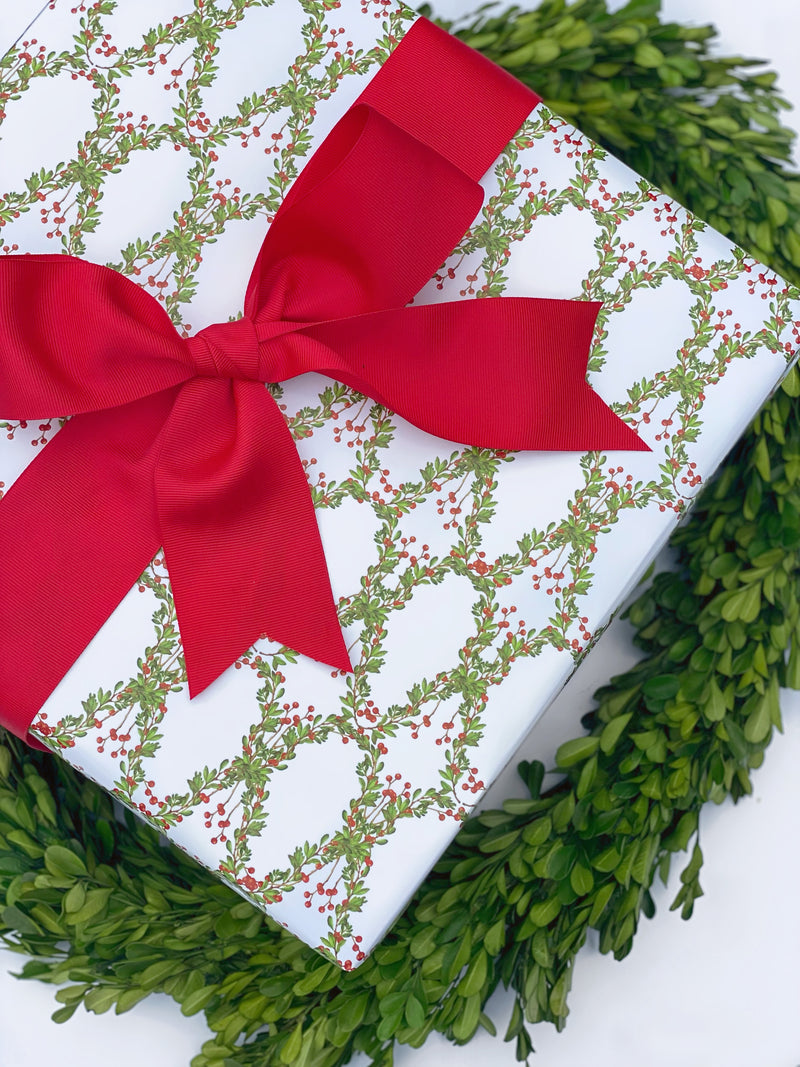 Red laurel Berries Gift Wrap Roll