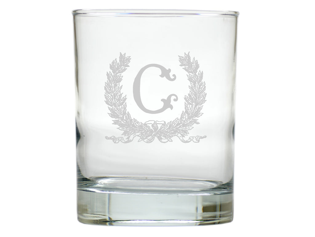 Savannah Wreath Double Old Fashion Engraved Glasses