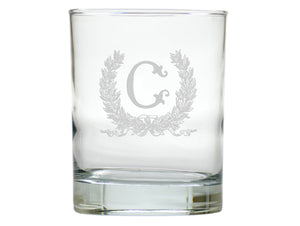 Savannah Wreath Double Old Fashion Engraved Glasses