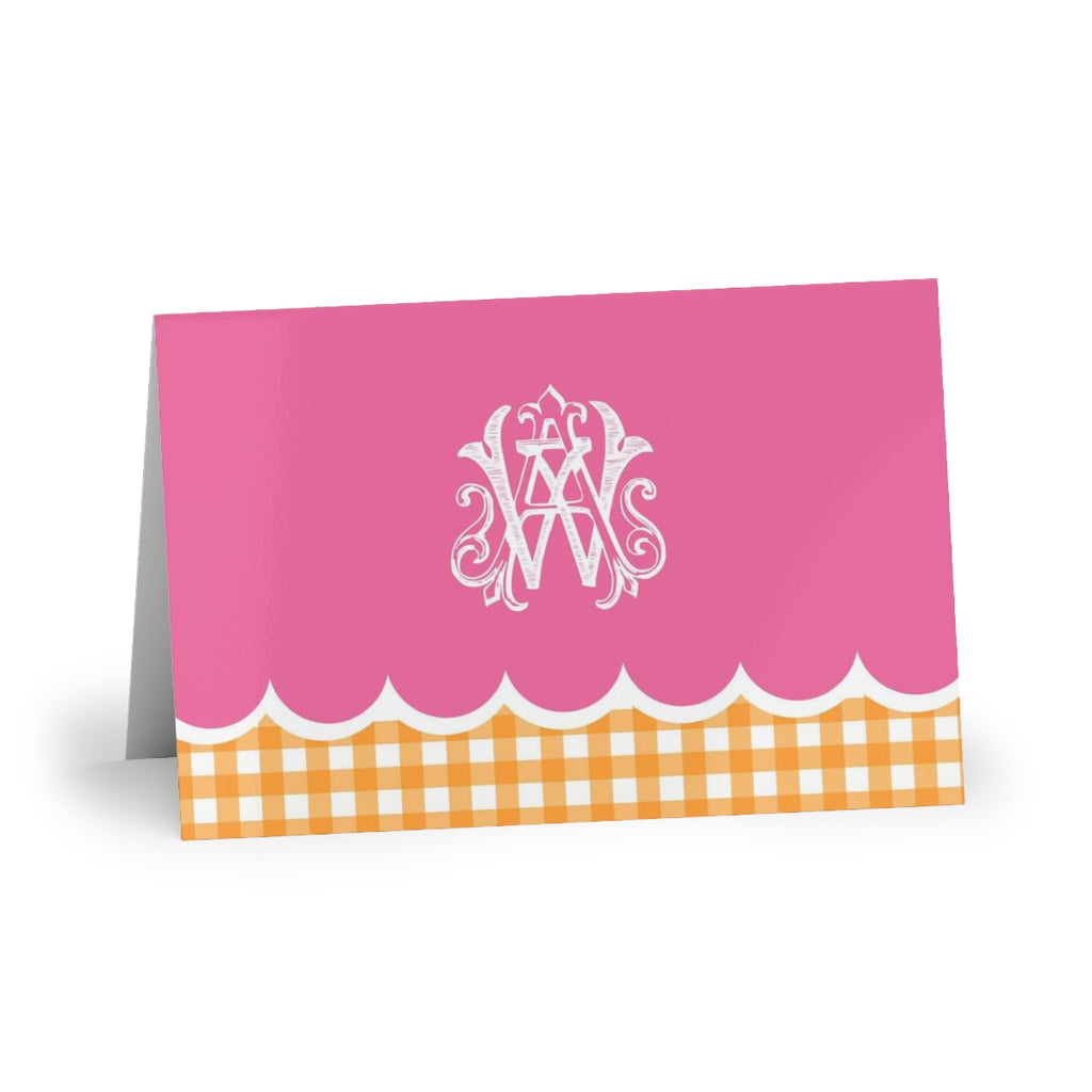 Scalloped Gingham Fold-Over Stationery