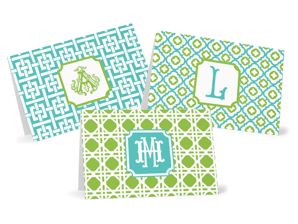 Turquoise & Lime Fold-Over Stationery