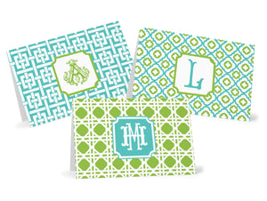 Turquoise & Lime Fold-Over Stationery