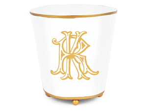 White & Gold Round Cachepot