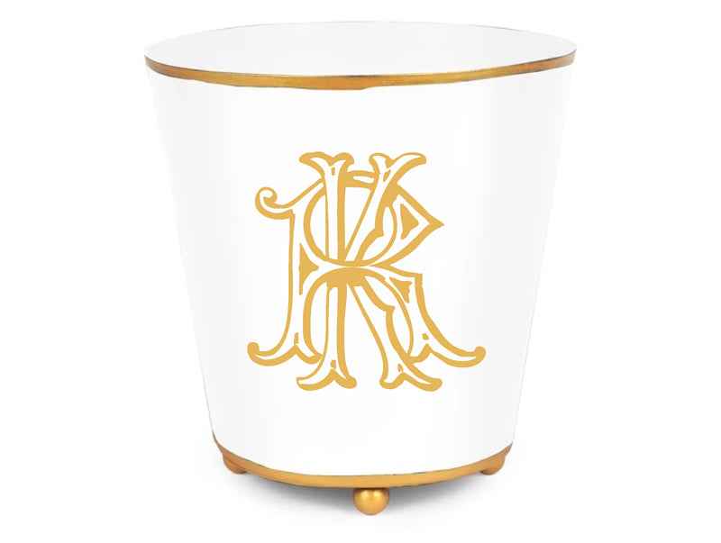 White & Gold Round Cachepot