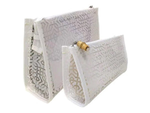 White Lattice Clear Cosmetic Bag, 2 size options