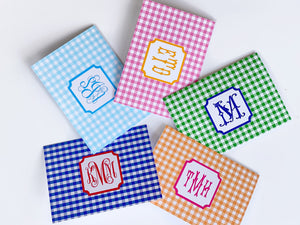 Gingham Monogram Fold-Over Stationery