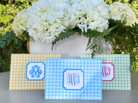 Gingham Monogram Fold-Over Stationery