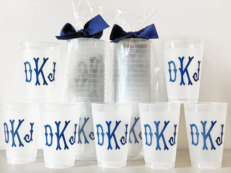 Frosted Monogrammed Cups 9oz 24oz Southern Hospitality Co