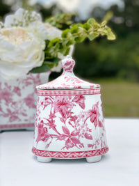 Pink Lilly Lidded Tea Caddy