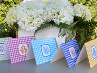 Gingham Monogram Fold-Over Stationery