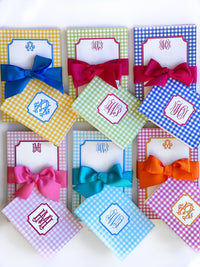 Gingham Monogram Fold-Over Stationery