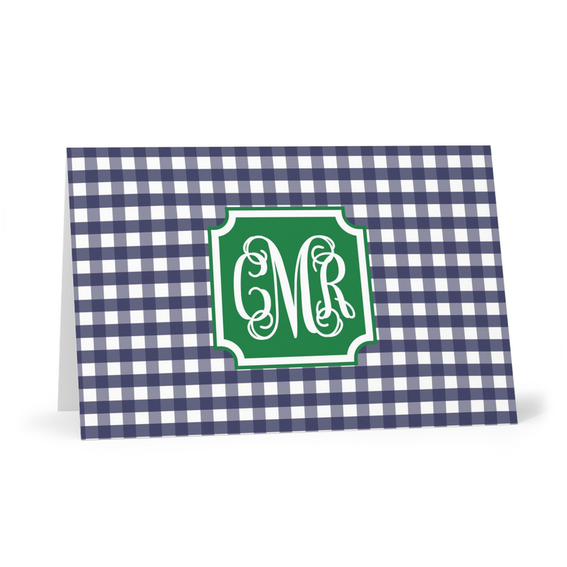 Kelly & Navy Fold-Over Stationery