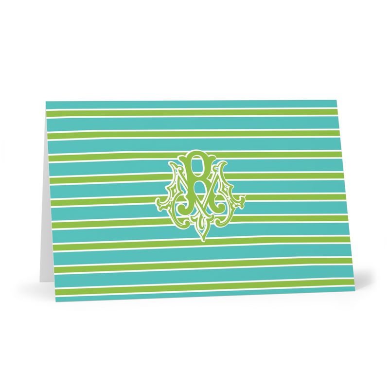 Turquoise & Lime Fold-Over Stationery