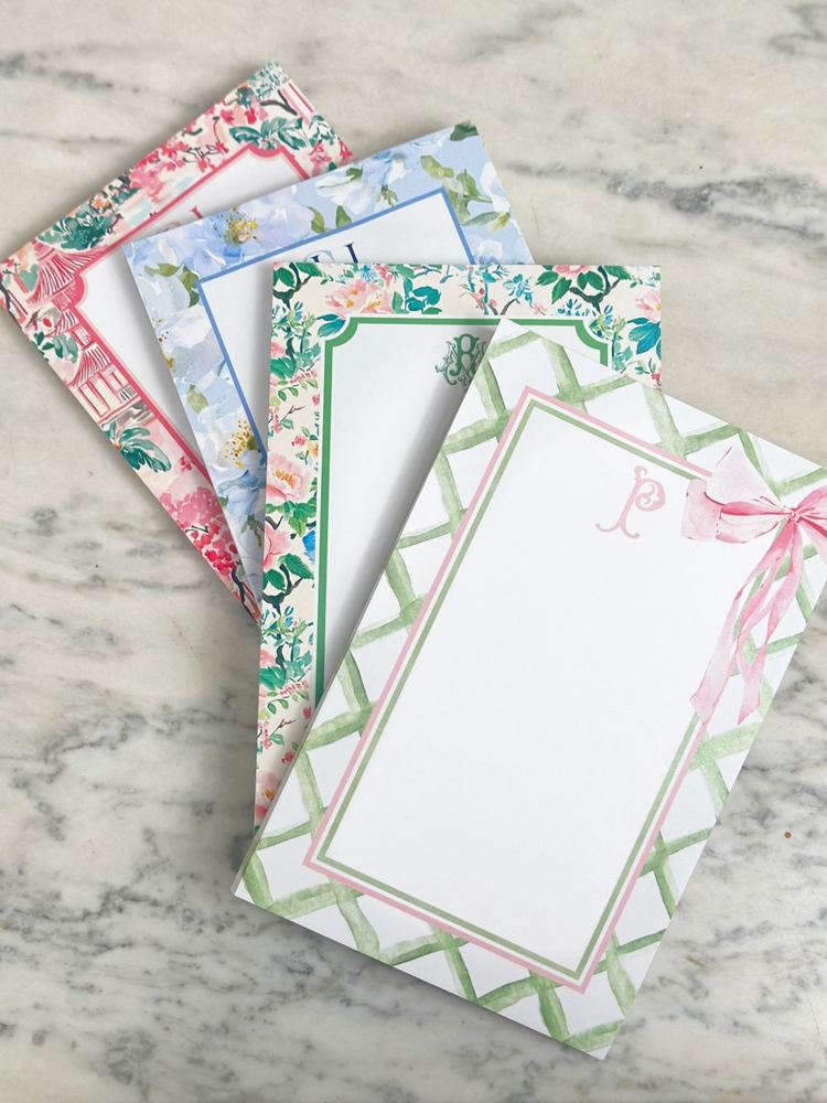Personalized patterned notepads on marble