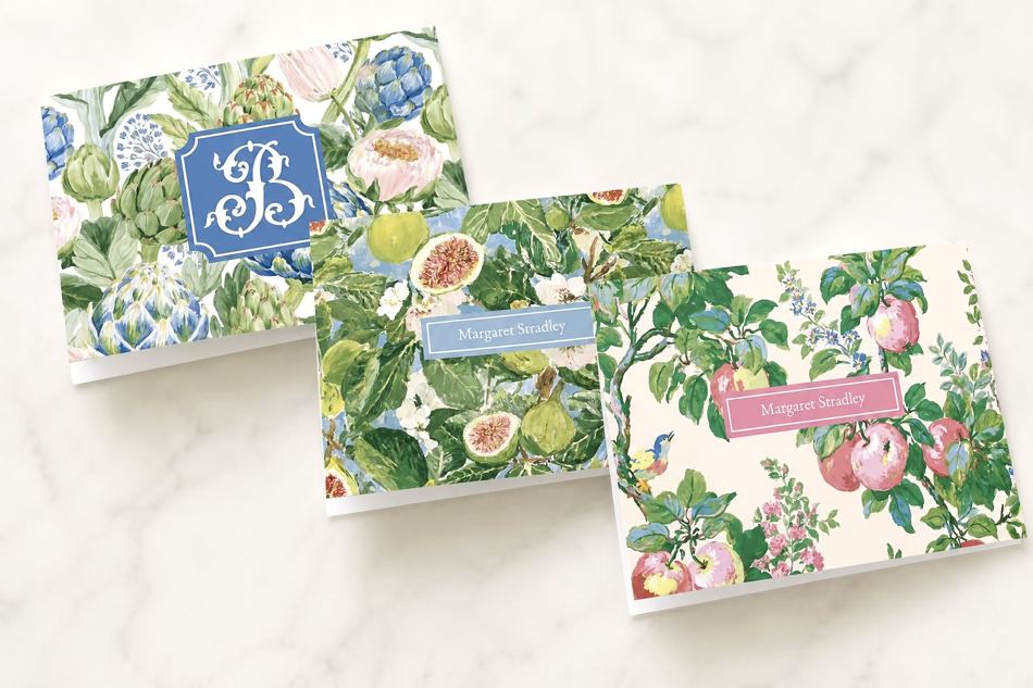 Apple Orchard Fig Canopy and Artichoke personalized stationery